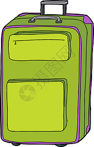 孤立绿箱手绘旅行插图手提箱行李卡通片绿色图片