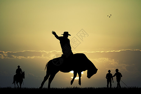 公牛骑马车男人帽子皮革荒野尾巴国家插图骑士绳索艺术图片