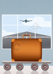 行李检查游客飞机场出港海关手提箱旅行门票托运机场插图图片