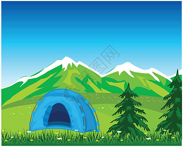 山顶帐篷运动插图针叶云杉生态旅游爬坡旅行草本植物图片