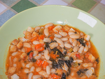 Ribollita 托斯卡纳汤洋葱食物豆子营养素食面包蔬菜美食园艺图片