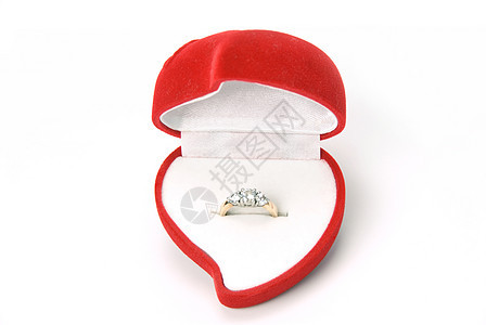 环在心箱中戒指盒订婚钻石红色戒指金子婚姻图片