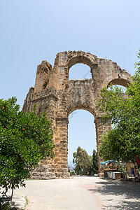 土耳其阿斯彭多斯古代水渠的一部分火鸡石头建筑学纪念碑天空渡槽历史考古学历史性工程图片