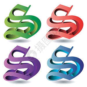 不同颜色的3d字母S S图片