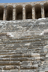 土耳其安塔利亚阿斯彭多斯的古老两栖剧院废墟岩石建筑学柱子地标文化旅游石头旅行历史纪念碑图片