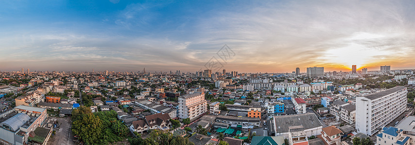 曼谷市的空中观察天线全景办公室商业市场蓝色摩天大楼建筑学建筑景观图片