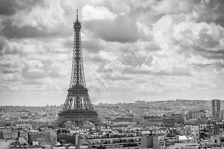 Tour Eiffel和巴黎市风景的空中视图天空纪念碑建筑学建筑物蓝色观光旅游天线历史性国际图片