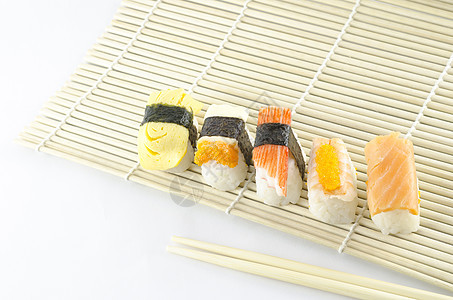 寿司海鲜筷子菜单鱼片螃蟹小吃白色美食食物海藻图片