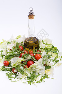 甘草 生菜 番茄和含百香的橄榄油宏观食物美食蔬菜火箭养分叶子农业饮食草本植物图片