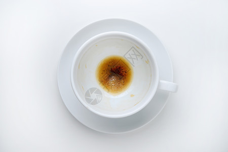空咖啡杯纹理白色咖啡染色背景图片
