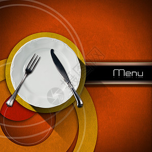 餐厅菜单设计酒馆刀具橙子天鹅绒用餐曲线金属午餐卡片盘子图片