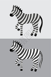 斑马漫画吉祥物插画艺术品卡通片黑与白斑马纹动物黑线剪影卡通图片
