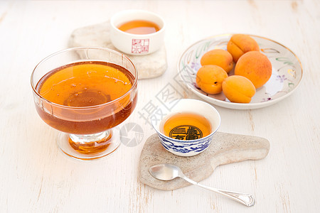 杏子 蜂蜜和茶图片