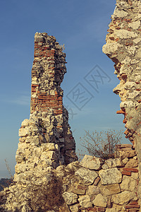 毁坏加固墙壁天空建筑学城堡堡垒衰变历史性旅行砖块拆除考古学图片