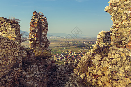 Rasnov城堡废墟高地历史建筑旅游纪念碑地平线吸引力考古学遗产石头图片