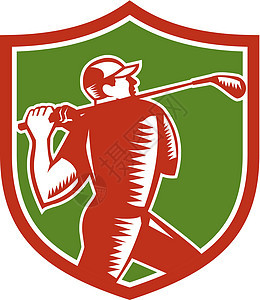 高尔夫摇摆俱乐部运动员男人插图木刻玩家高尔夫球波峰艺术品男性运动图片