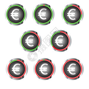 欧元货币金融艺术圆形白色绿色红色插图网络按钮图片