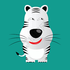 白色金刚虎格子字元豹属动物卡通片插图绘画荒野婴儿野生动物动物园大猫图片