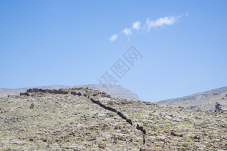 杰贝勒阿赫达尔探索沙漠骨折天空峡谷地质学旅行丘陵旱谷荒野图片