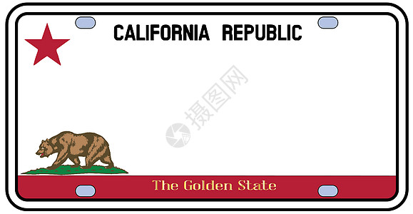 美国人加利福尼亚州牌照车牌绘画艺术旗帜空白星星汽车车辆数字插图艺术品插画