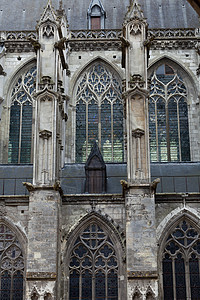 法国卢瓦尔谷Tours的圣加蒂安大教堂侧墙壁历史宗教地标教会宽慰玻璃雕塑建筑学窗饰旅行图片