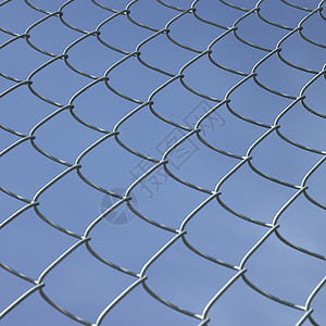 连链连链围栏格栅链环封锁电线坚固性障碍材料蓝色外壳网格图片