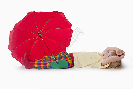 红色雨伞男孩裤子工作室男生孩子图片