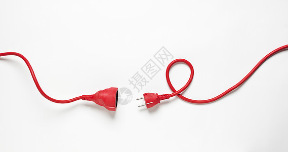 红色电源有线电缆延长线塑料电脑线器具遥控电源线行业电工技术图片
