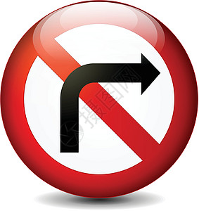 无右转符号车辆警告驾驶控制红色交通圆圈白色黑色图片