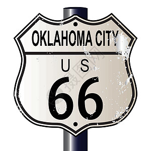 俄克拉荷马州66号城路插图城市交通街道白色绘画黑色路线图片