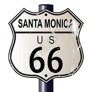 圣莫妮卡66号公路街道城市白色黑色交通绘画路线插图图片