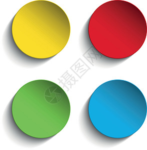 一组彩色纸环粘贴器按钮插图网站收藏蓝色折叠徽章网络圆圈艺术阴影图片