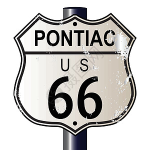 Pontiac路6666号路线城市白色插图交通绘画黑色街道图片