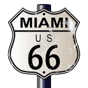 迈阿密66号公路街道白色交通插图路线黑色城市绘画图片