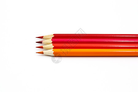 白色背景的彩色铅笔教育蜡笔团体木头绿色红色蓝色图片