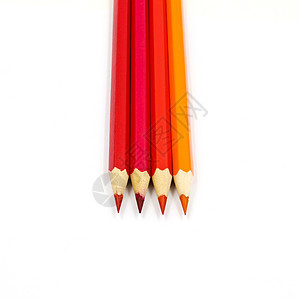 白色背景的彩色铅笔木头红色蓝色教育团体蜡笔绿色图片
