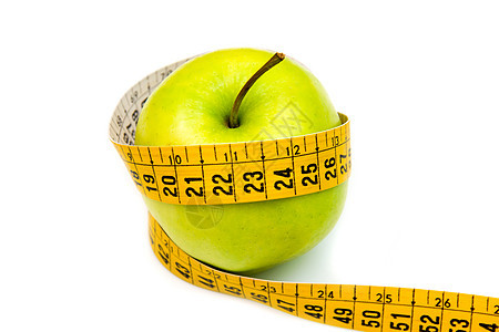具有磁带量的苹果饮食尺寸工作室营养测量午餐活力早餐宏观毫米图片