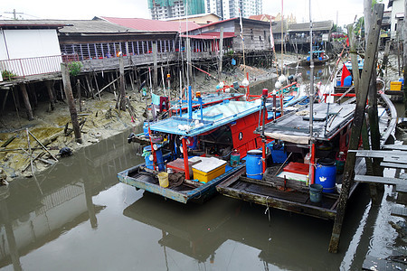 多彩多彩的中国渔船垃圾港口航海文化海洋码头居住者村庄旅游传统图片