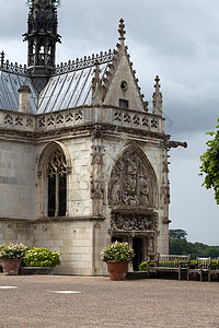 圣休伯特教堂 莱昂纳多达芬奇葬在法国安布瓦西雕塑皇家历史窗饰建筑学旅行纪念碑地标宽慰艺术图片