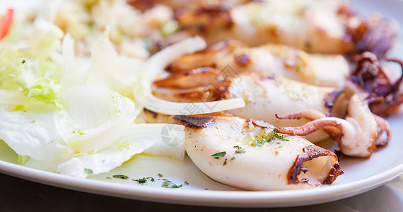 意大利达拉巴里美食盘子油炸沙拉传统饮食乌贼鱿鱼烹饪餐厅图片