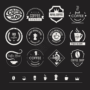 咖啡商店贴纸收藏店铺餐厅标志艺术商业标签元素设计质量横幅图片