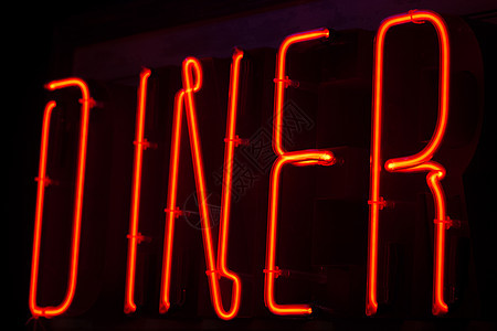 饭食用尼恩信号食物商业色彩霓虹玻璃店铺标志营销屏幕红色背景图片