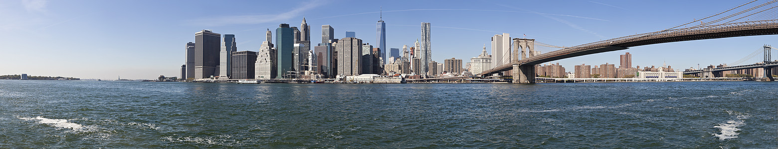纽约市布鲁克林大桥外的纽约天际图片