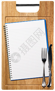 关于木制剪切板的空笔记本空白记事本食物笔记厨房刀具美食乡村木头棕色图片