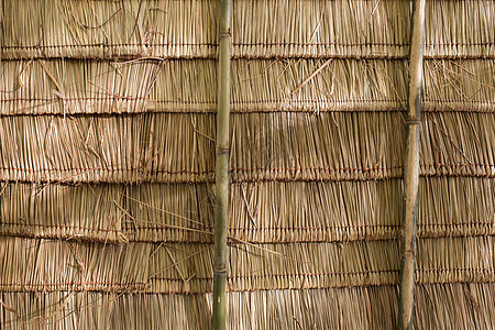 茅草屋顶屋顶工田园纹理竹子建筑学风光住民棕色芦苇叶子图片