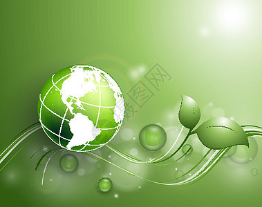 抽象环境矢量背景 E绿色行星回收全球生态植物叶子生活生长技术图片