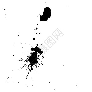 有小滴和大滴的黑球墨水墨迹艺术斑点飞溅插图印迹液体白色图片