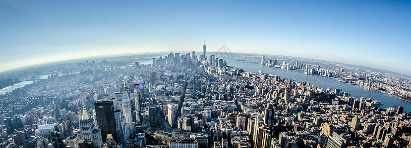 曼哈顿新纽约市城市天际天线摩天大楼日落建筑阁楼景观全景办公室图片