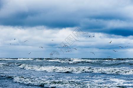 暴风海支撑蓝色全景戏剧性海景热带危险环境风暴飓风图片