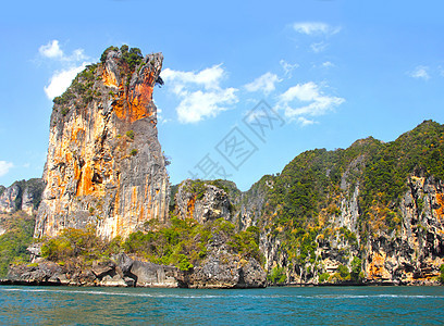 泰国岛泰国海洋石灰石热带蓝色旅游海岸海浪风景海滩旅行图片